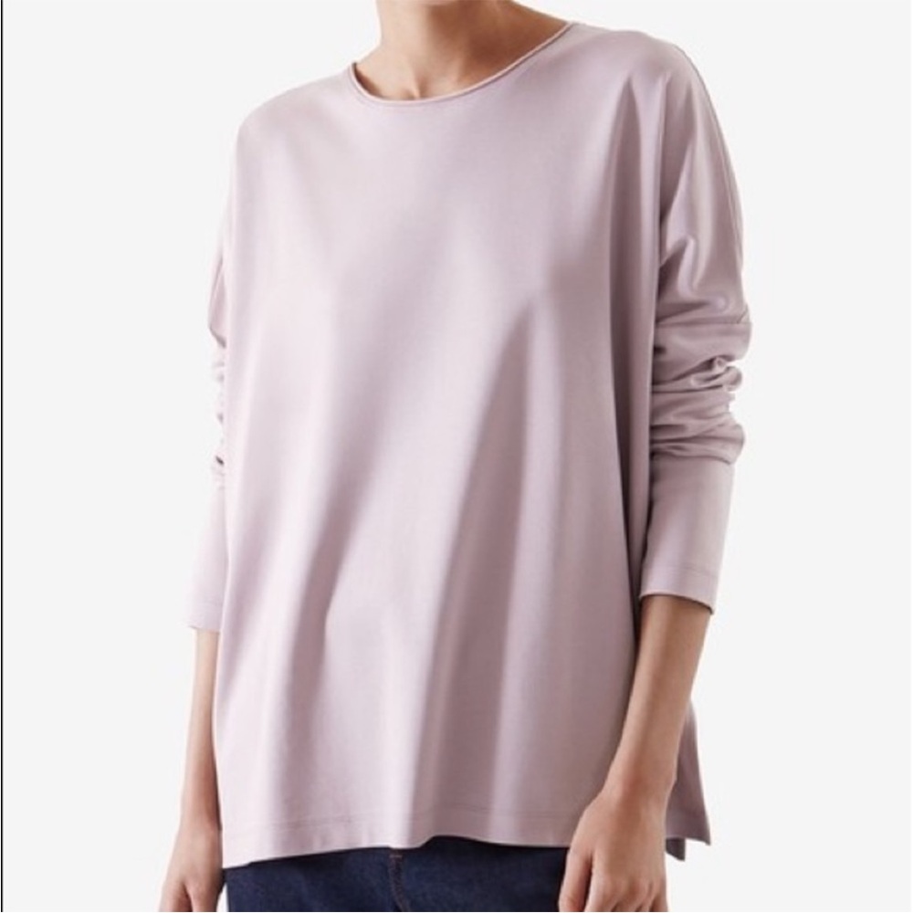 COS 100% Cotton Long Sleeve Oversized Boxy T-Shirt Pullover Dusty Mauve Pink XS